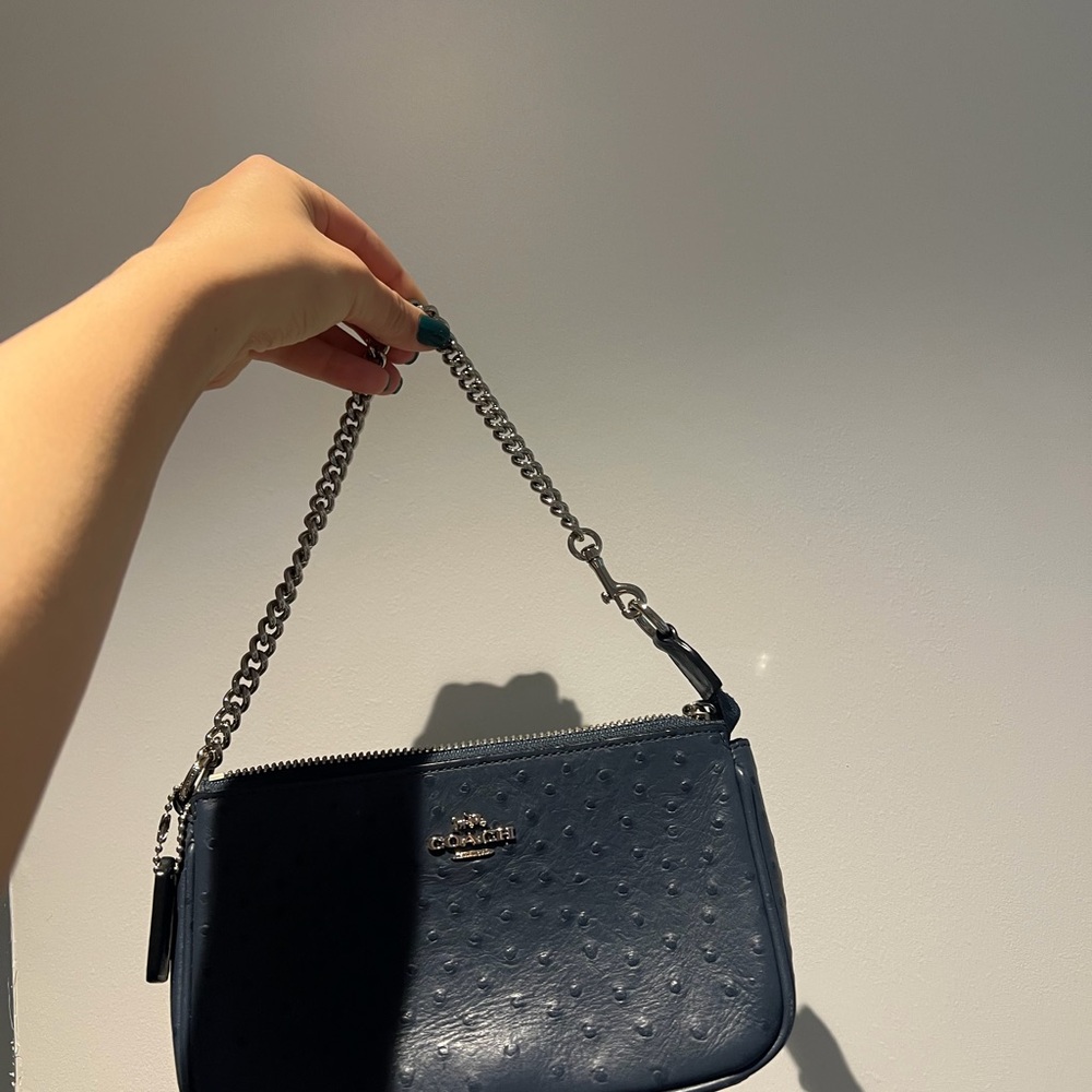 Coach Dark Blue Mini Bag with Chain Strap - Picture 1 of 5